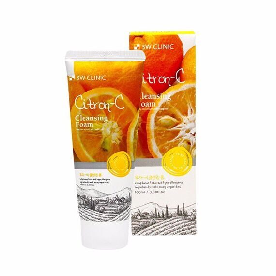 Пенка для умывания с экстрактом юдзу 3W CLINIC CITRON-C CLEANSING FOAM (100мл)